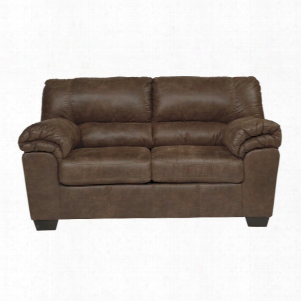 Ashley Bladen Faux Leather Loveseat In Coffee