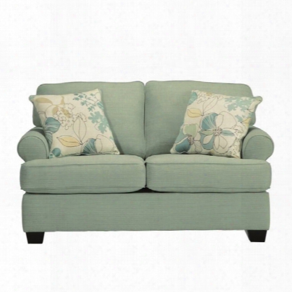 Ashley Daystar Fabric Loveseat With Cushions In Seafoam