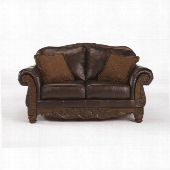 Ashley Furniture North Shore Leather Loveseat In Dark Brown