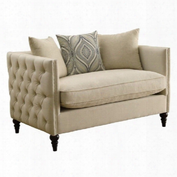 Coaster Claxton Tufted Fabric Loveseat In Beige