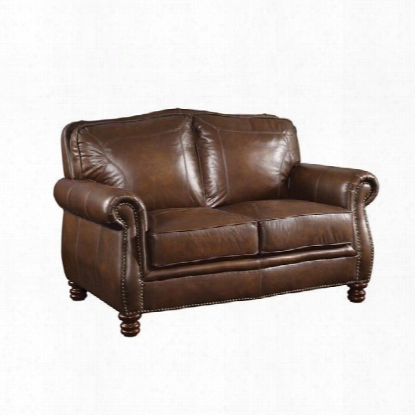 Coaster Montbrook Leather Loveseat In Brown