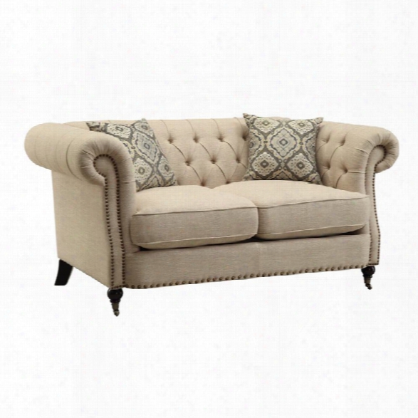 Coaster Trivellato Button Tufted Loveseat In Oatmeal