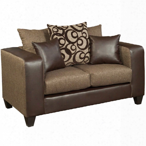 Flash Furniture Chenille Faux Leather Lovseat In Brown