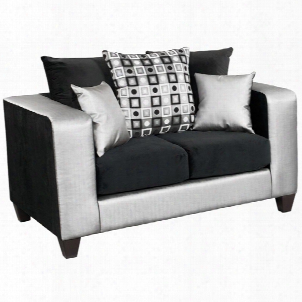 Flash Furniture Implosion Velvet Loveseat In Black And Silver