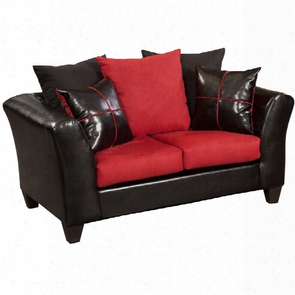 Flash Furniture Jefferson Faux Leather Loveseat In Black And Red