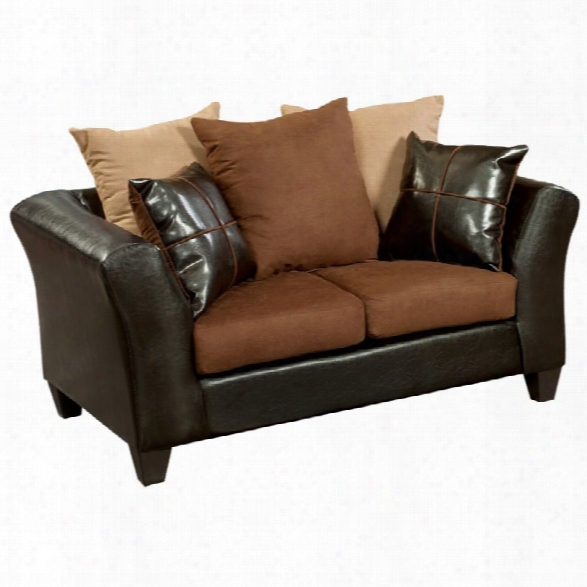 Flash Furniture Jefferson Faux Leather Loveseat In Sierra Chcolate