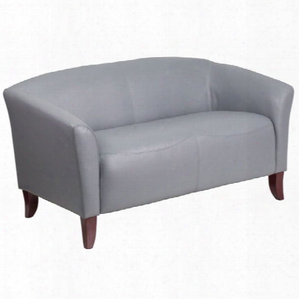 Flash Furniture Leather Reception Loveseat In Gray