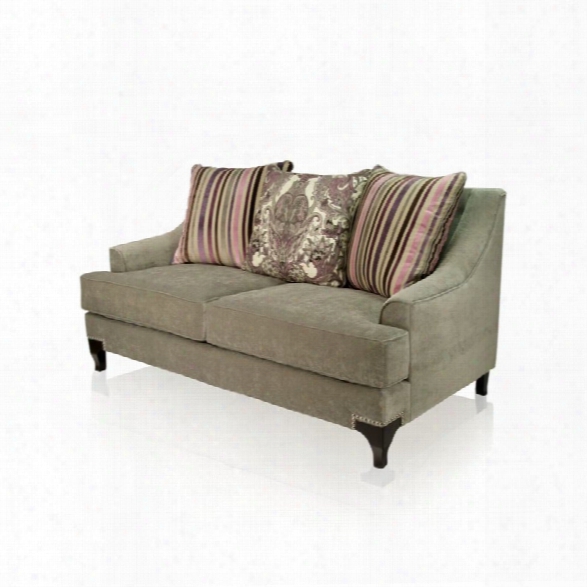 Furniture Of America Charlette Velvet Upholstered Loveseat In Gray