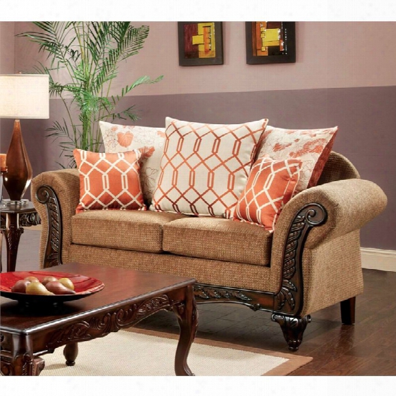 Furniture Of America Eden Upholstered Loveseat In Brown