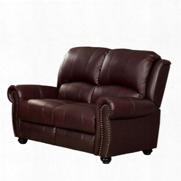 Furniture Of America Gildon Leatherette Love Seat In Burgundy