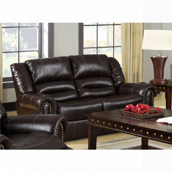 Furniture Of America Hubbard Faux Leather Reclining Loveseat In Brown