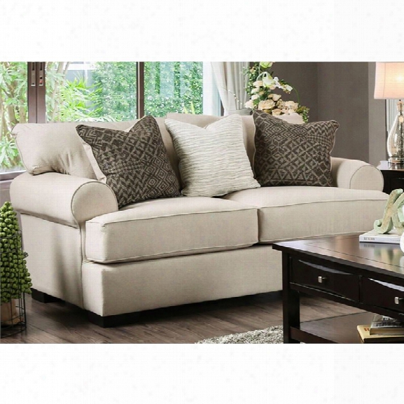 Furniture Of America Mirella Transitional Loveseat In Beige