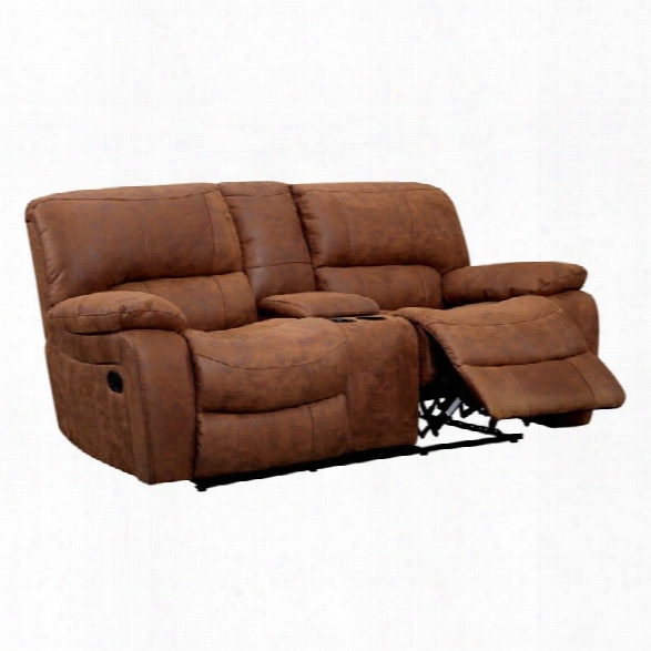 Furniture Of America Soletsi Leather Reclining Loveseat In Brown