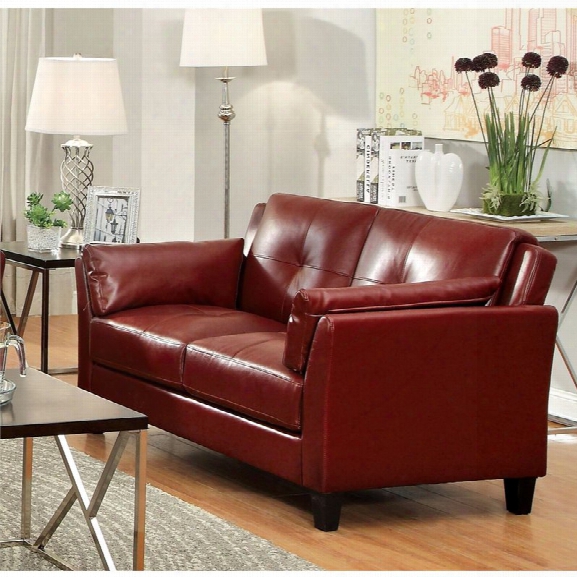 Furniture Of America Tonia Leather Tufted Loveseat In Red