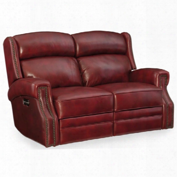 Hooker Furniture Carlisle Leather Power Motion Loveseat In Red