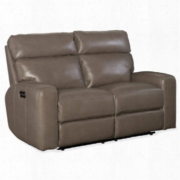 Hooker Furniture Mowry Leather Power Motion Loveseat In Gray