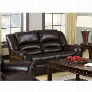 Furniture of America Hubbard Faux Leather Reclining Loveseat in Brown