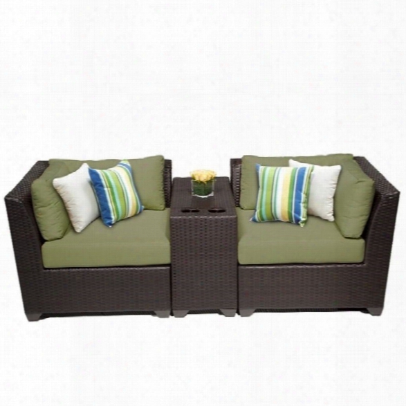 Tkc Barbados 3 Piece Outdoor Wicker Sofa Set In Cilantro