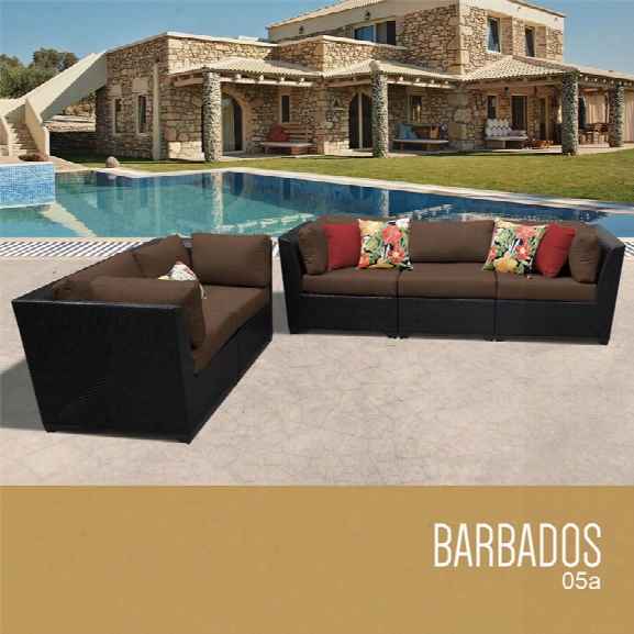 Tkc Barbados 5 Piece Patio Wicker Sofa Set In Brown