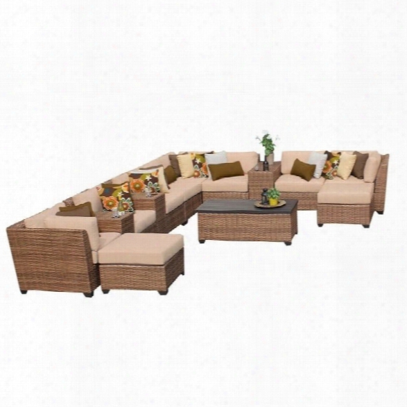 Tkc Laguna 14 Piece Outdoor Wicker Sofa Set In Wheat