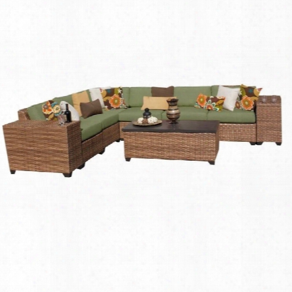 Tkc Laguna 9 Piece Outdoor Wicker Sofa Set In Cilantro