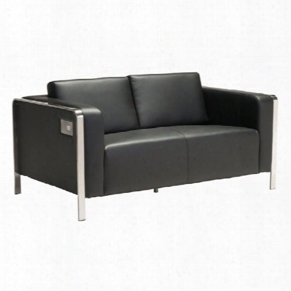 Zuo Thor Faux Leather Loveseat In Black