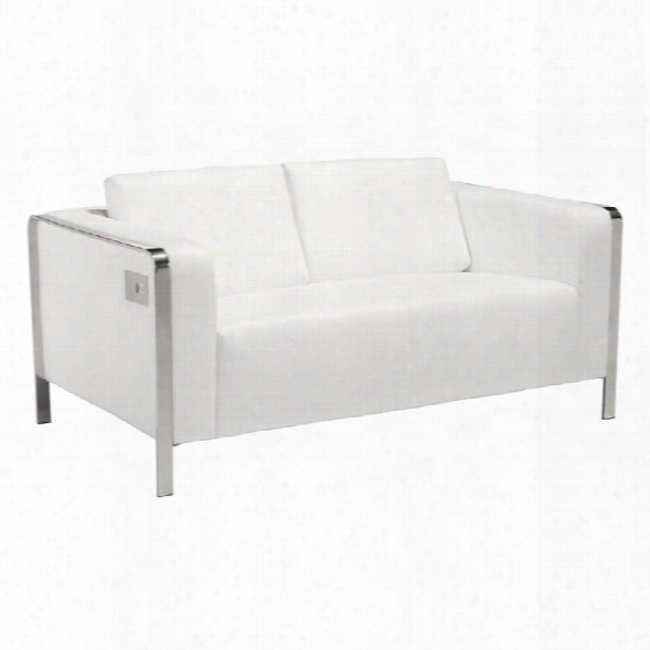 Zuo Thor Faux Leather Loveseat In White