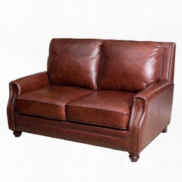 Abbyson Living Bel Air Leather Loveseat In Brown
