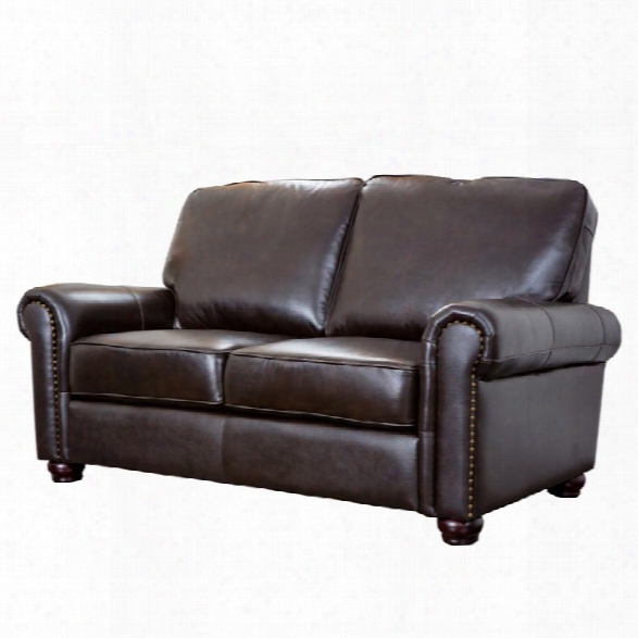 Abbyson Living Bellagio Leather Loveseat In Brown