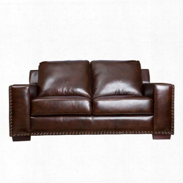 Abbyson Living Beverly Leather Loveseat In Brown