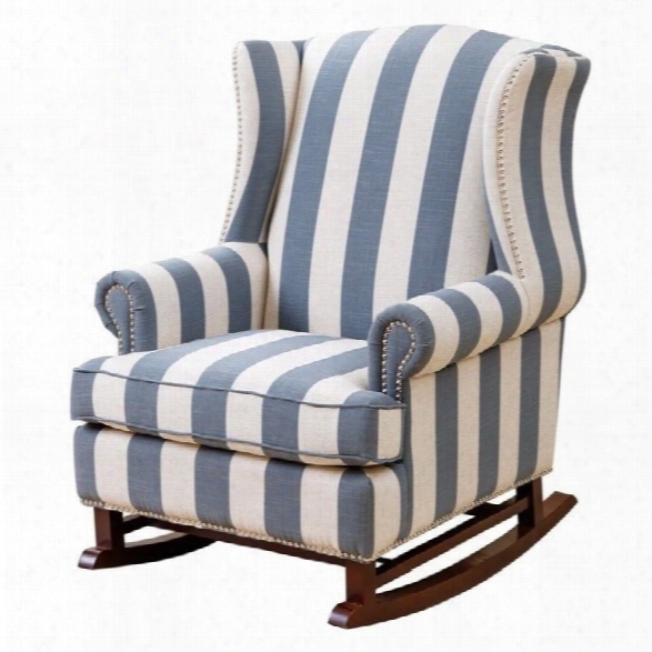 Abbyson Living Chelsie Fabric Rocking Chair In Blue And Ivory