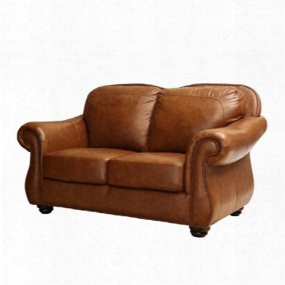 Abbyson Living Erickson Leather Loveseat In Camel Brown