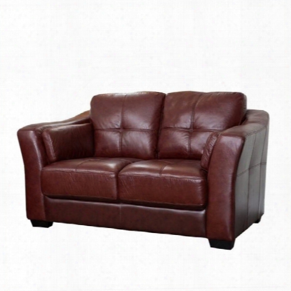 Abbyson Living Florentine Leather Loveseat In Burgundy