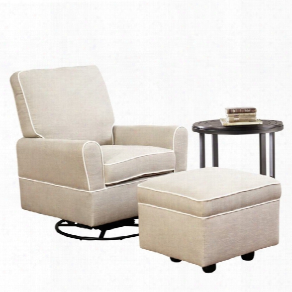 Abbyson Living Grayson Swivel Glider With Gliding Ottoman In Gray