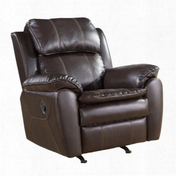 Abbyson Living Harbor Leather Rocker Recliner Chair In Dark Brown