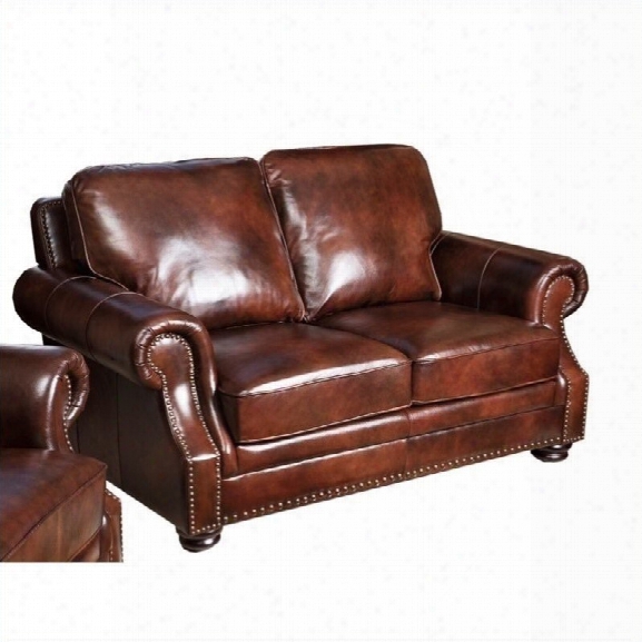 Abbyson Living Karington Leather Loveseat In Brown