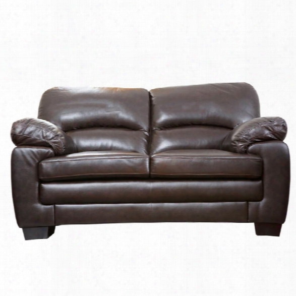 Abbyson Living Lalia Top-grain Leather Loveseat In Dark Brown