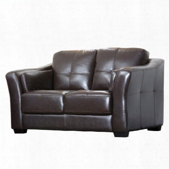 Abbyson Living Lincoln Premium Leather Loveseat In Brown