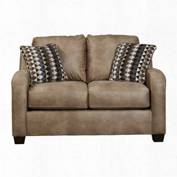 Ashley Alturo Faux Leather Loveseat In Dune