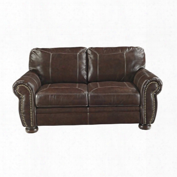 Ashley Banner Leather Loveseat In Coffee