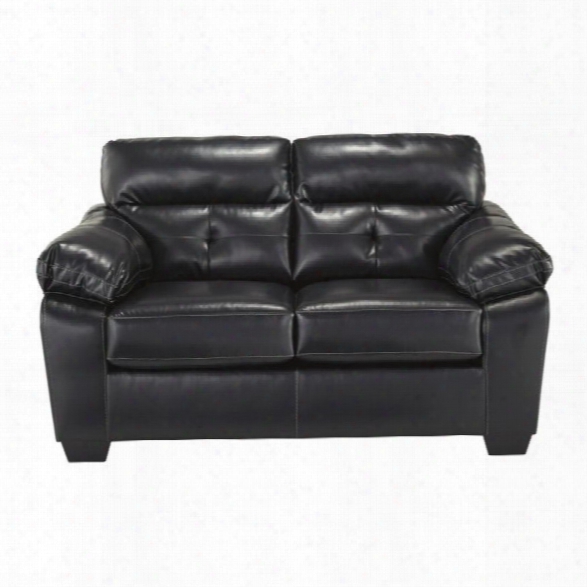 Ashley Bastrop Leather Loveseat In Midnight