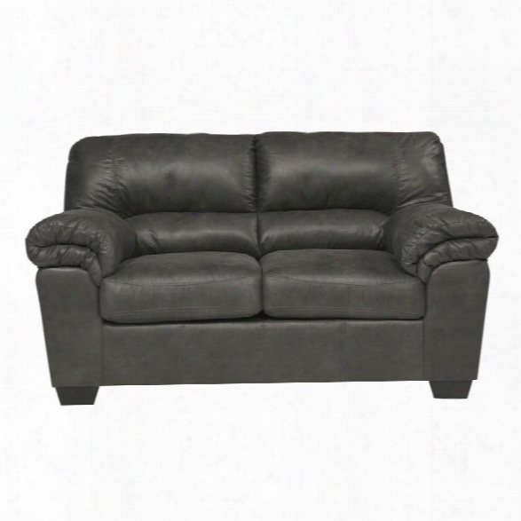 Ashley Bladen Faux Leather Loveseat In Slate