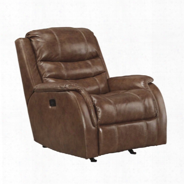 Ashley Metcalf Leather Power Rocker Recliner In Nutmeg