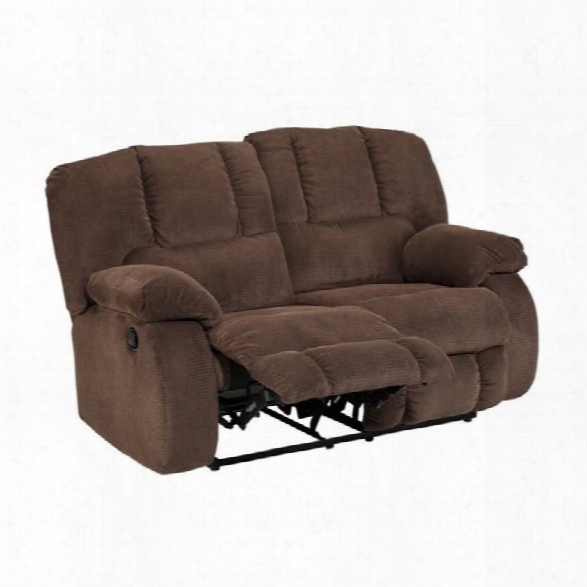 Ashley Roan Fabric Reclining Loveseat In Cocoa