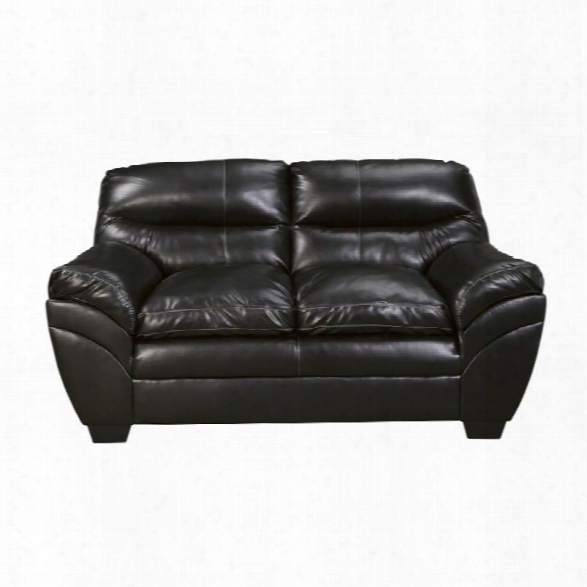 Ashley Tassler Durablend Leather Loveseat In Black