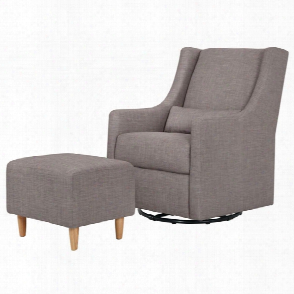 Babyletto Toco Swivel Glider And Stationary Ottoman In Grey Tweed