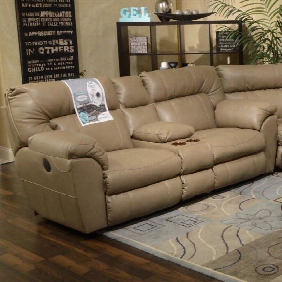 Catnapper Nolan Leather Power Reclining Loveseat In Putty