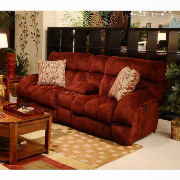 Catnapper Siesta Power Lay Flat Reclining Fabric Loveseat In Wine