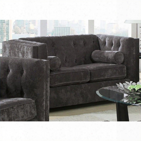 Coaster Alexis Transitional Microvelvet Love Seat In Charcoal