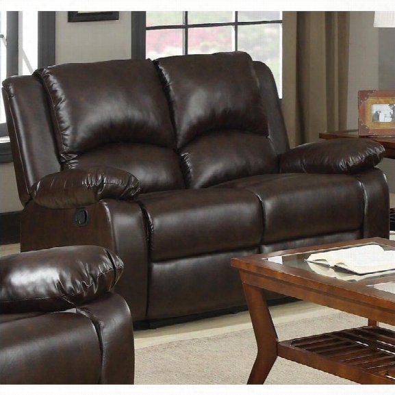 Coaster Boston Double Reclining Faux Leather Love Seat In Brown